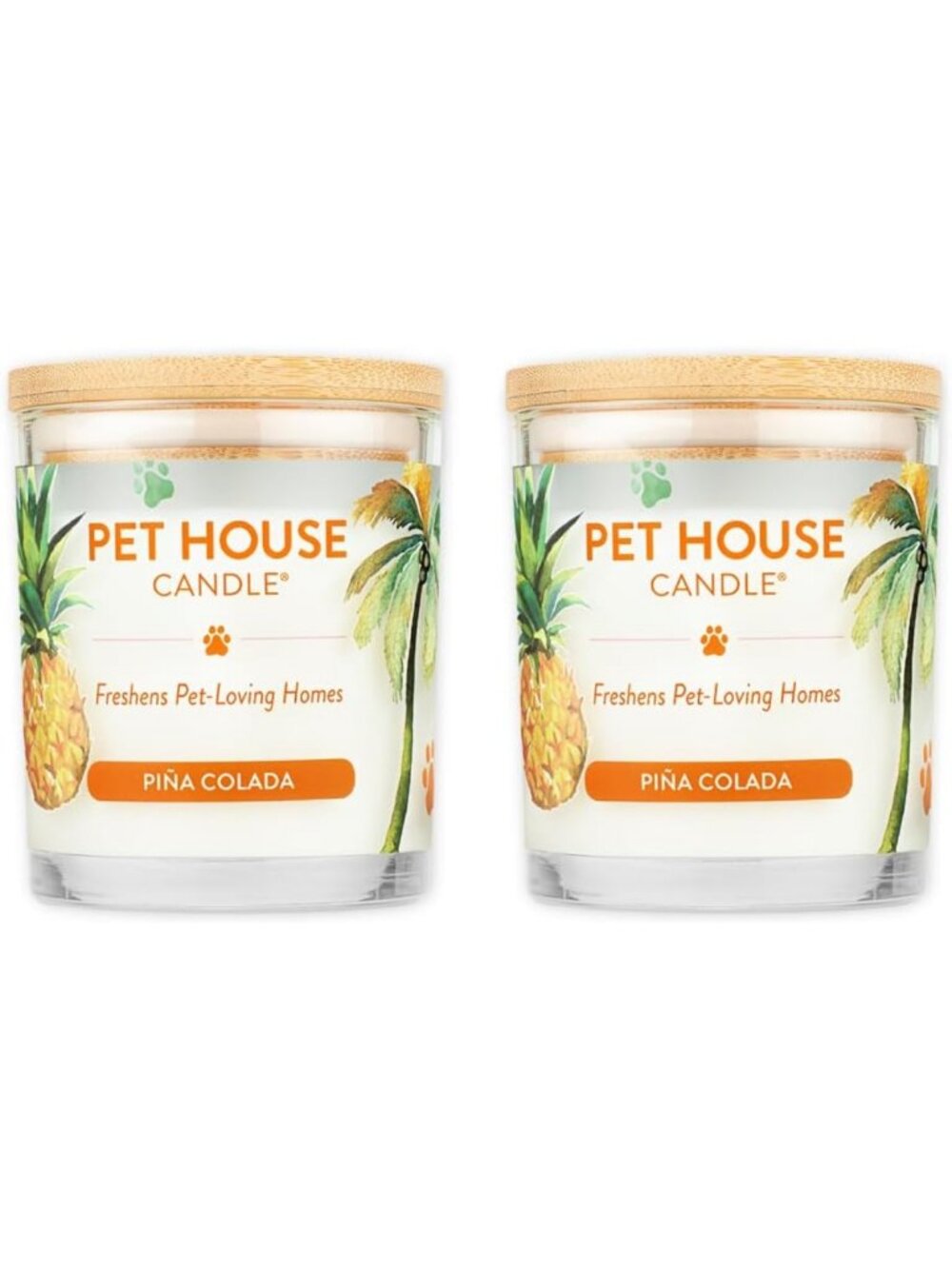 Pet-Friendly Pina Colada Candle Set | Plant-Based Wax, 2 Pack for Home Decor